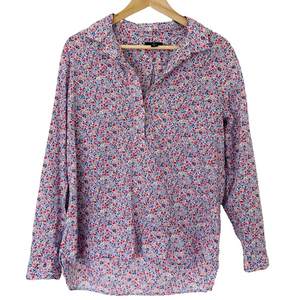 GAP PINK/BLUE/YELLOW DITSY FLORAL RELAXED STYLE 100% COTTON SHIRT/BLOUSE, MEDIUM